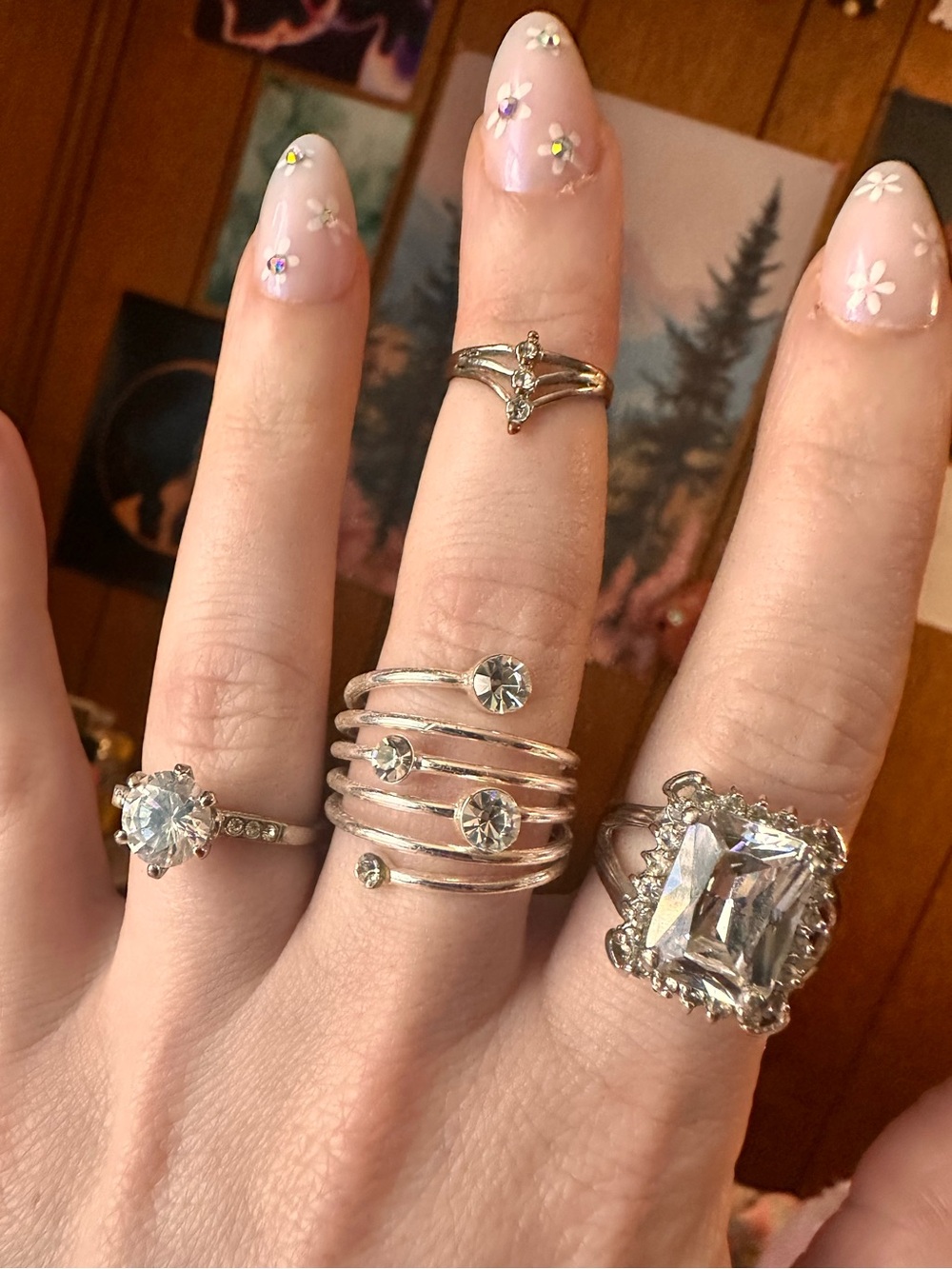 Express • Rhinestone Bling Silver Tone Ring Set - Picture 9 of 15